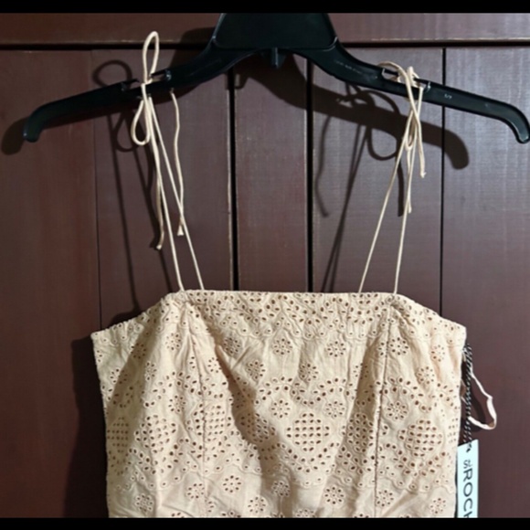 St. Roche Benedict Embroidered Eyelet Halter or Strapless Midi Dress Tan Size 8 - Picture 6 of 16